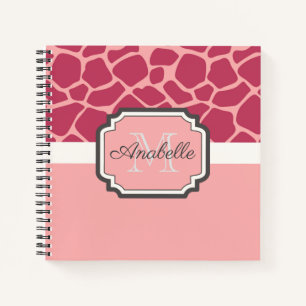 Carnet Motif de girafe rose