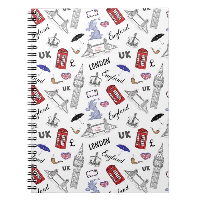Carnet Motif de griffonnages de ville de Londres (Devant)
