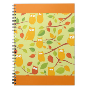 Carnet motif de hibou sauvage dessin animé