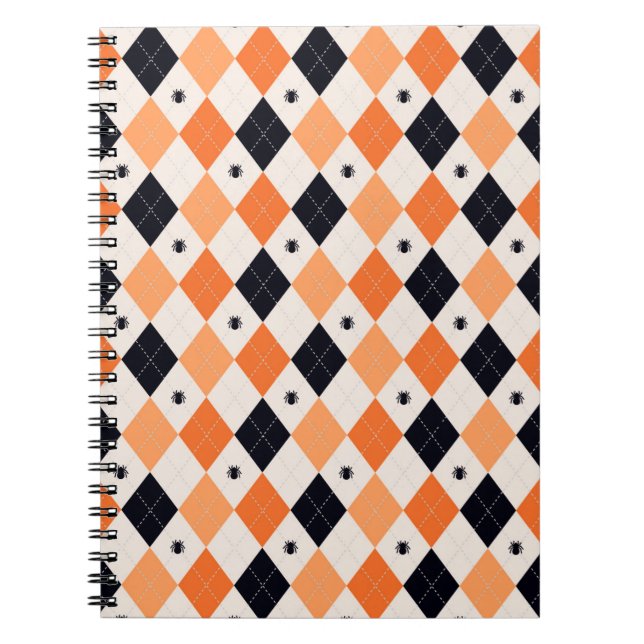Carnet Motif de Jacquard d'Halloween Orange et Black Spid (Devant)