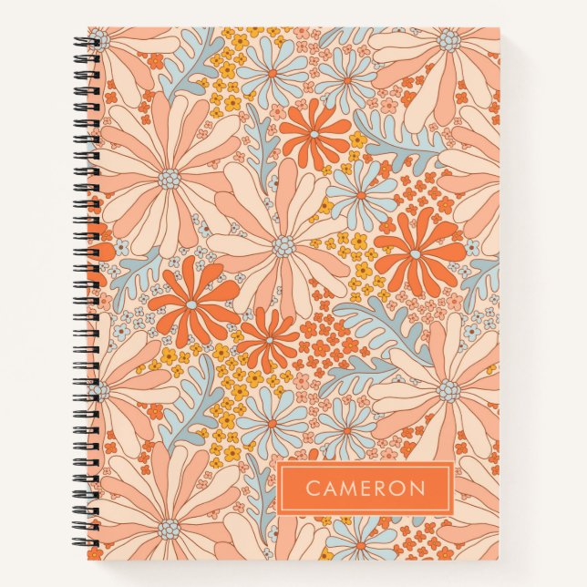 Carnet Motif de jardin à fleurs rétro (Devant)