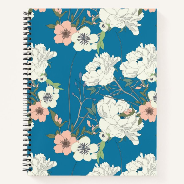 Carnet Motif de jardin floral blanc (Devant)