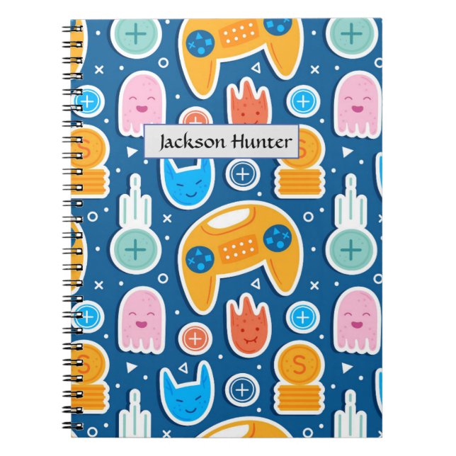 Carnet Motif de jeu vidéo bleu enfants (Devant)
