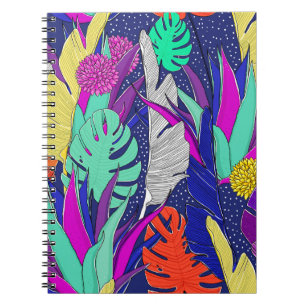 Carnet Motif de jungle d'été aux couleurs vives. Jungle s