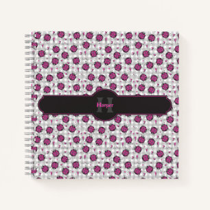 Carnet Motif de Ladybug rose chaud sur Monogramme En vich