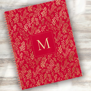 Carnet Motif de luxe de feuille rouge et or Monogram Fest