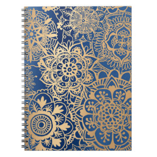 Carnet Motif de Mandala bleu et or