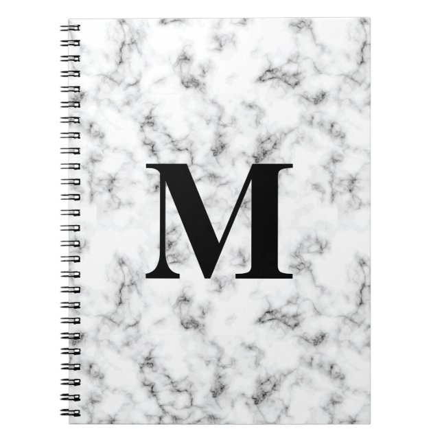 Carnet Motif de Marbre blanc monogramme (Devant)