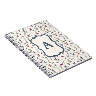 Carnet Motif de monogramme floral de prairie de fleurs sa