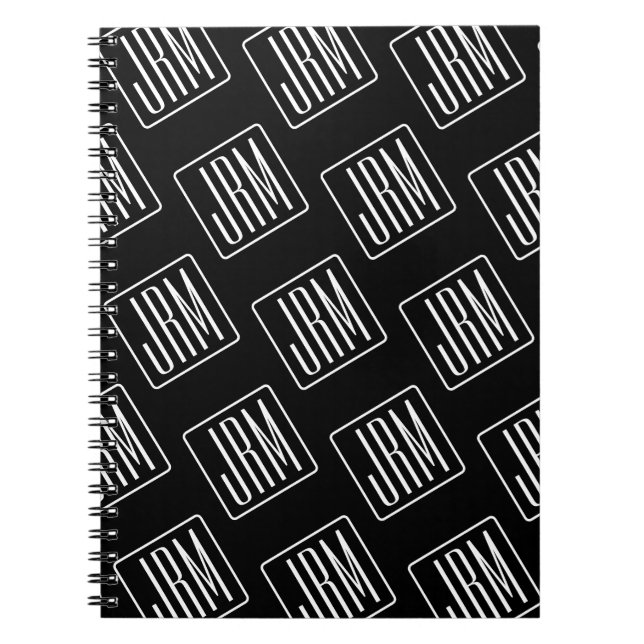 Carnet Motif de monogramme moderne | Noir et blanc (Devant)