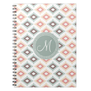 Carnet Motif de monogramme rose rose de la tribu Aztec