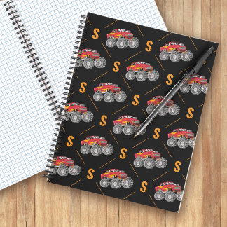 Carnet Motif de Monster Truck Monogramme pour Enfants