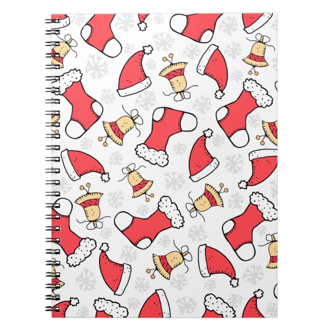 Carnet Motif de Noël sans couture, design festif. (Devant)