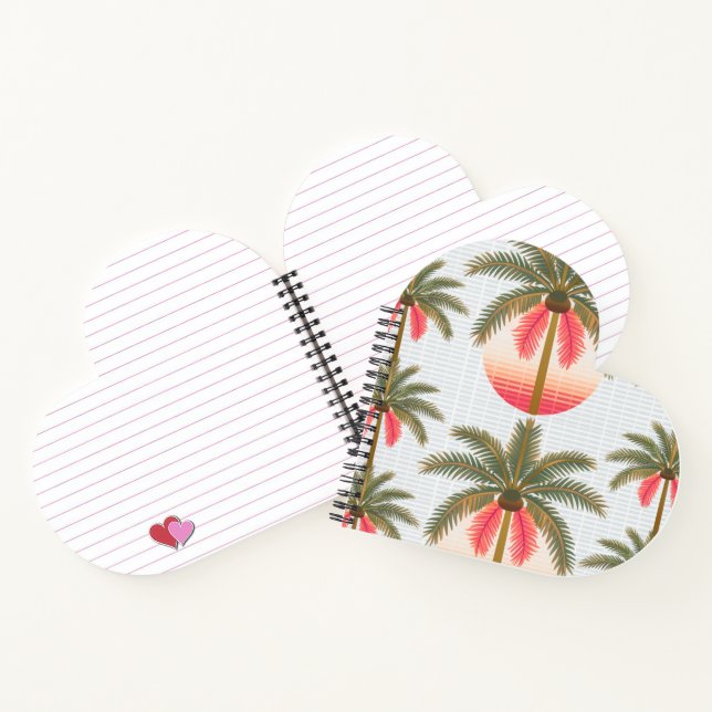 Carnet Motif de palme rose avec allure du soleil (Intérieur)