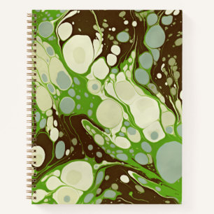 Carnet Motif de papier marbre vert de Suminagashi