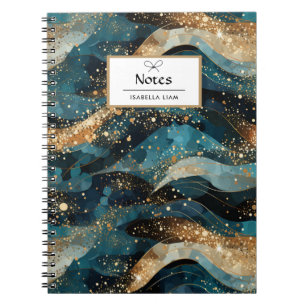 Carnet Motif de Parties scintillant d'hiver Abstrait bleu