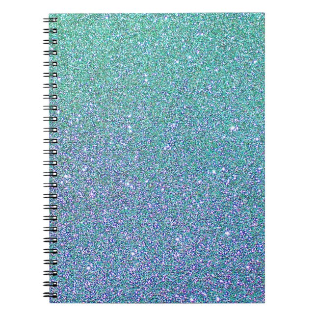 Carnet Motif de Parties scintillant Turquoise bleu vert t (Devant)