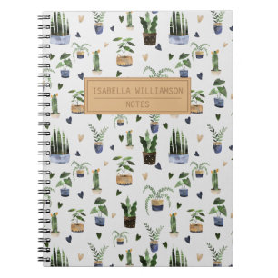 Carnet Motif de plante en pot personnalisé Boho