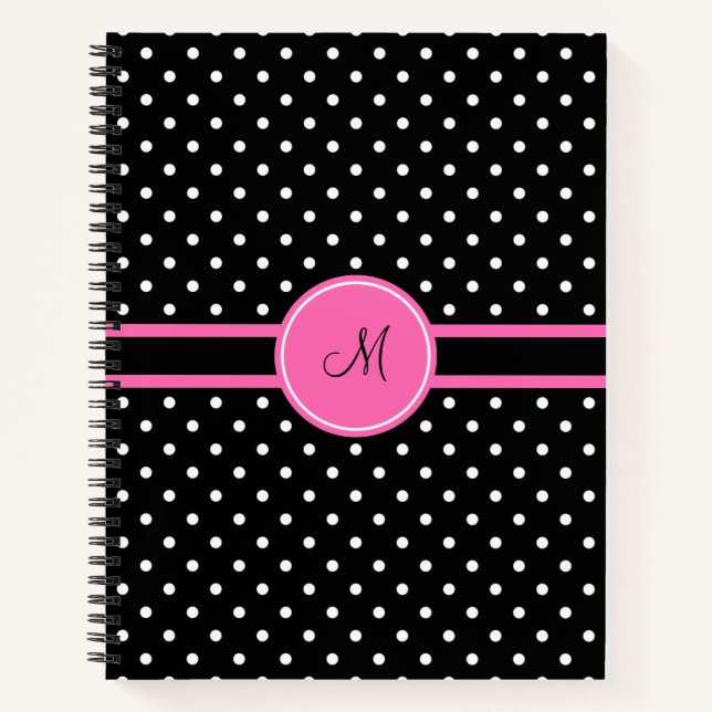 Carnet Motif de point de Polka blanc et noir Monogram (Devant)