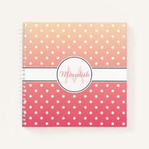 Carnet Motif de point Pink Ombre Monogram Polka