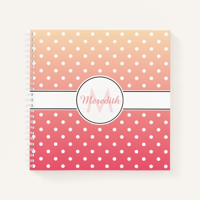 Carnet Motif de point Pink Ombre Monogram Polka (Devant)