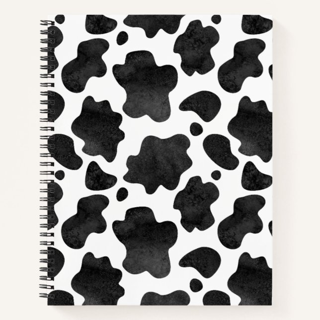 Carnet Motif de points de vache Poster de animal noir et  (Devant)