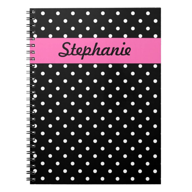Carnet Motif de points Polka blanc et noir (Devant)