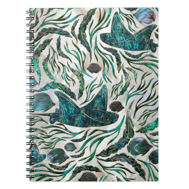 Carnet Motif de poisson stingray et squelette Abalone (Devant)