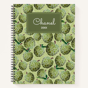 Carnet Motif de pommes à sucre Aquarelle verte