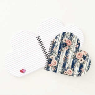 Carnet Motif de rayure florale marine à l'aquarelle Desig