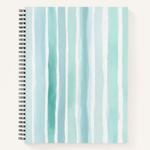 Carnet Motif de rayure verticale aqua aquarelle Côte
