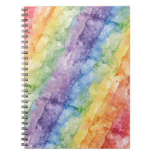 Carnet Motif de rayures à l'aquarelle arc-en-ciel