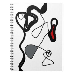 Carnet Motif de rétention : Abstrait noir, blanc, gris et