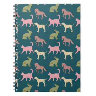 Carnet Motif de silhouettes d'animaux Chien Chat Cheval