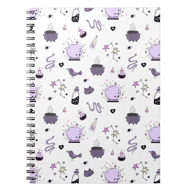 Carnet Motif de sorcière Kawaii (Devant)