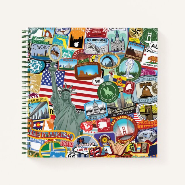 Carnet Motif de Stickers Voyage États-Unis (Devant)