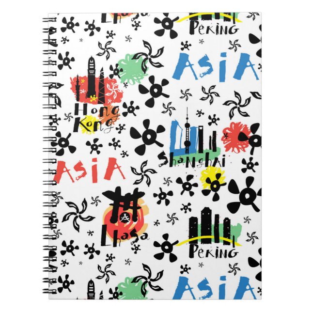 Carnet Motif de symboles de l'Asie | (Devant)