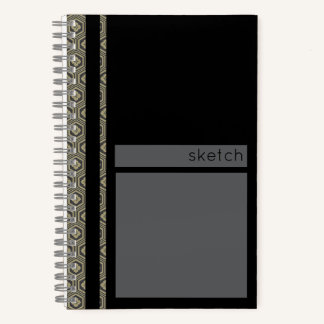Carnet Motif de Tortue Japonais Noir et Or