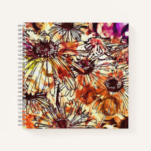 Carnet Motif de tournesol barbouillé de peinture abstrait