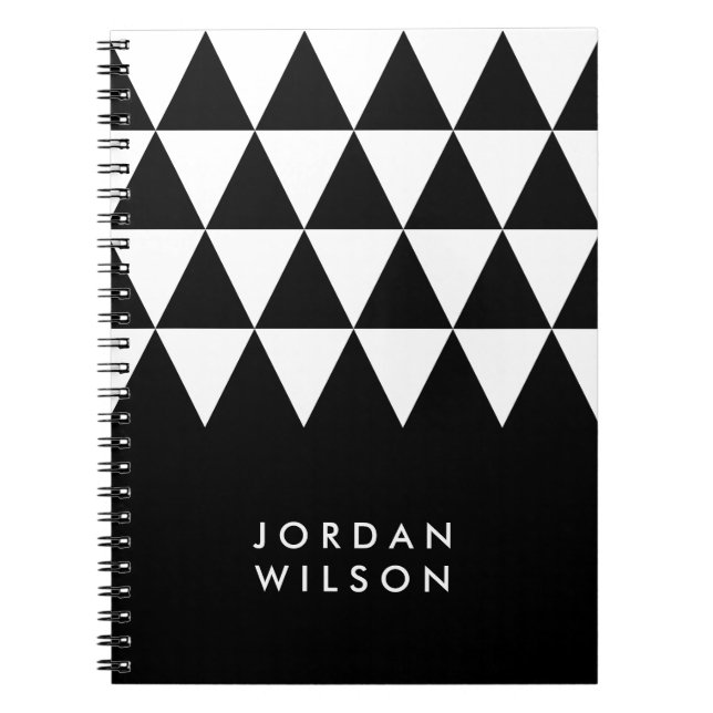 Carnet Motif de triangle blanc moderne minimaliste noir (Devant)