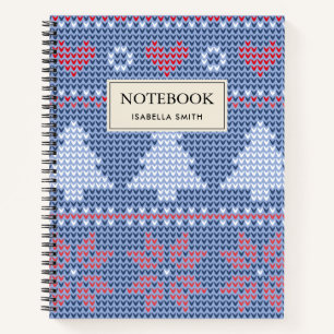 Carnet Motif de tricot de Noël Bleu