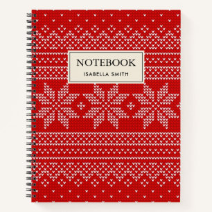 Carnet Motif de tricot de Noël Rouge et blanc