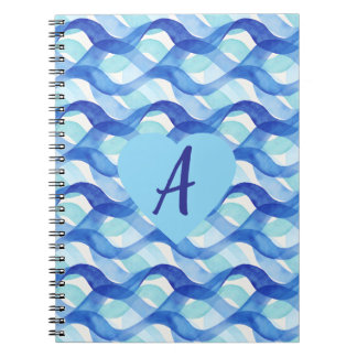 Carnet Motif de vague à l'aquarelle de flux océanique