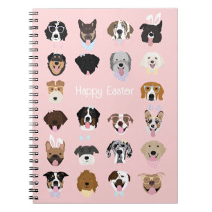 Carnet Motif de visage de chien Joyeuses Pâques