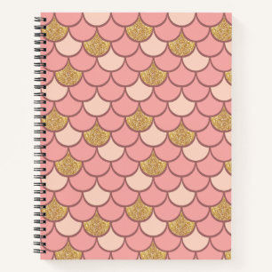 Carnet Motif d'écaille de poisson en or rose avec effet p