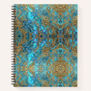 Carnet Motif d'écailles de sirène Aqua Pearlescent & Or 