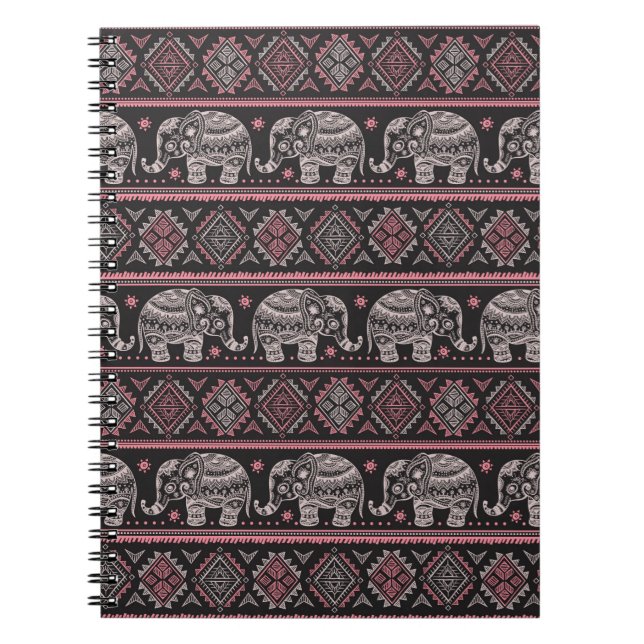 Carnet Motif d'éléphant noir (Devant)