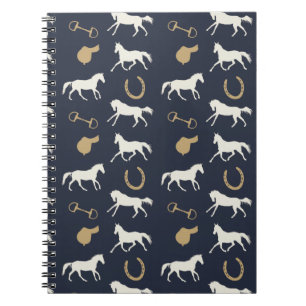 Carnet Motif des chevaux anglais d'or et d'ivoire