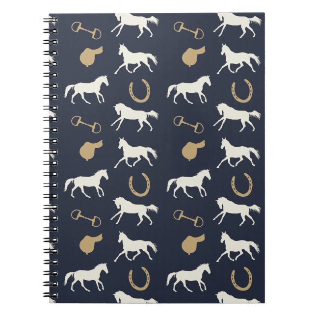 Carnet Motif des chevaux anglais d'or et d'ivoire (Devant)