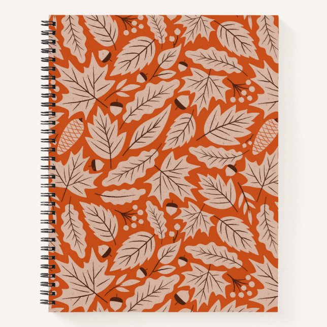 Carnet Motif des feuilles d'automne et des araignées oran (Devant)